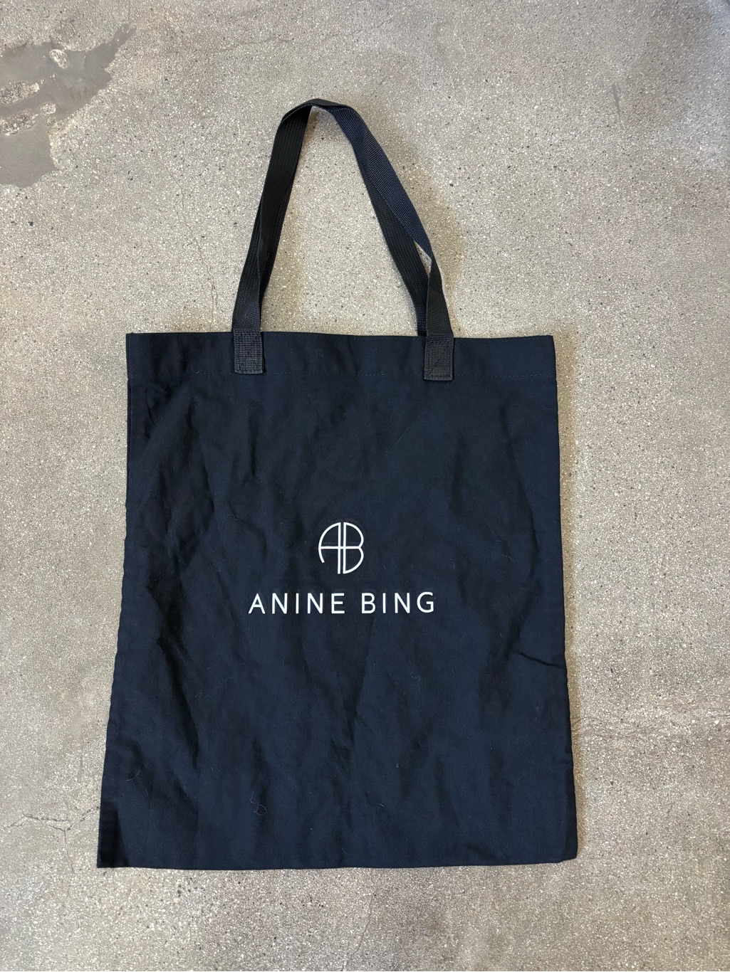 Anine Bing Black Canvas Logo Tote Bag
